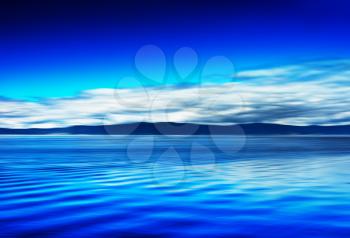 Mountain with clouds on ocean horizon abstract background hd