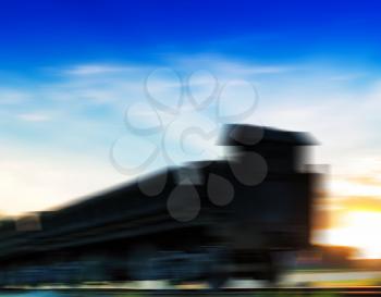 Horizontal vivid cyberpunk train motion abstraction background backdrop