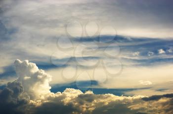 Horizontal high altitude cloudscape background hd