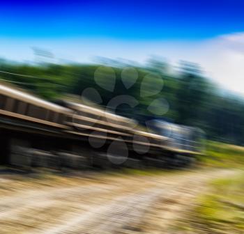 Square vivid cargo train in motion abstraction background backdrop