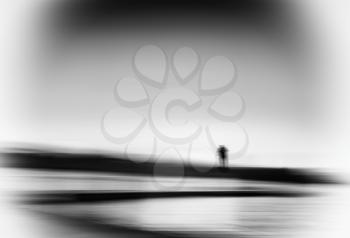 Horizontal white and black landscape traveller motion blur abstraction background backdrop