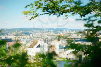 View on Oslo from the hill city illustration background hd