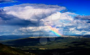 Rainbow in Norway mountains landscape background hd