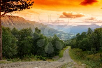 Oppdal mountain road landscape background hd