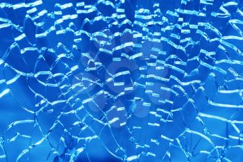 Horizontal broken blue ice glass textured backdrop