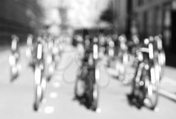 Horizontal black and white bicycle bokeh background hd