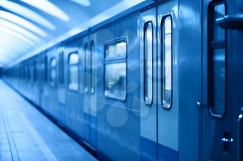 Blue Moscow metro train background hd