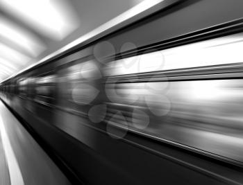 Diagonal black and white motion blur metro train background hd
