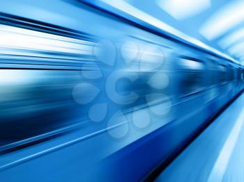 Diagonal blue motion blur metro train background hd
