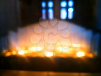 Indoor interior candles in front of the window bokeh background hd