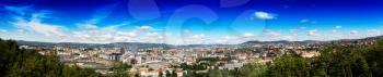 Mega wide panorama of  Oslo city background hd