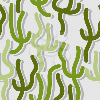 Green algae seamless pattern. Vector background of underwater plants.
