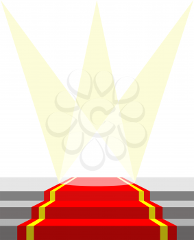 Red carpet for VIP persons, and lighting. Vector illustration does not contain transparency effects and overlay
