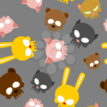 Child seamless pattern for Halloween. Skulls of baby animals. Vector background for fabrics
