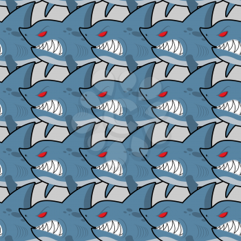 Hungry shark with red eyes seamless texture. Evil fish seamless pattern. Sea background
