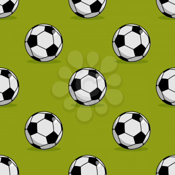 Soccer ball seamless pattern. Sport accessory ornament. Football background. Texture for sports team game