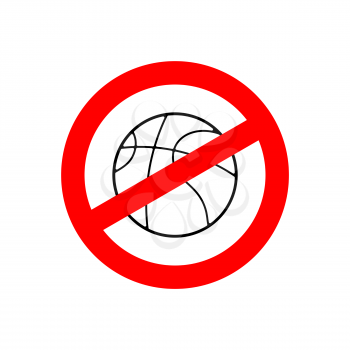 Stop basketball. Prohibited team game. Red prohibition sign. Crossed-gaming ball. Ban symbol
