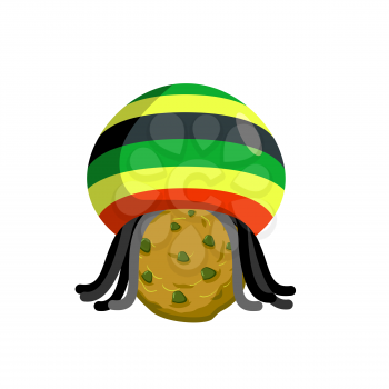 Rasta cookies. Rastafarian hat and dreadlocks and biscuit. Reggie food. drug sweets. Jamaican Sweets. Rastafarians treat
