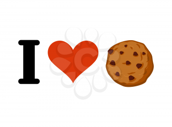 I love cookies. Heart and cookie. Emblem for lovers of sweets
