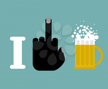 I hate alcohol. Fuck and beer mug. Logo for temperance societies. Emblem Alcoholics Anonymous
