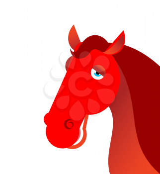 Red fiery horse on white background. Animal symbol of year on Chinese calendar
