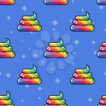 Shit Unicorn background. Magic turd ornament. Rainbow fable poop animal texture
