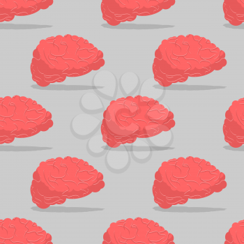 Brain seamless pattern. Central organ of nervous system pattern. Mind texture. Pink Brain background
