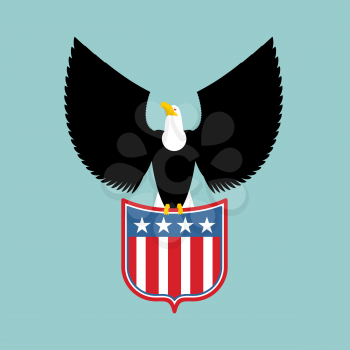Eagle and coat of arms of  USA. American national symbol. Birds of prey and shield
