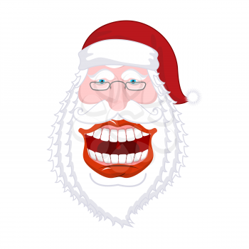 Chortle Santa Claus. Broad smile. large mouth. Merry Christmas old man. Xmas design template. Illustration for new year
