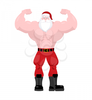 Santa Claus Fitness. Powerful old man with big muscles. strong Christmas man. Sport New Year. Bodybuilder grandfather

