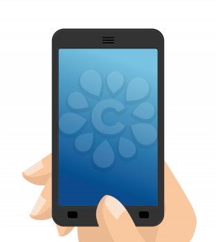 Photo on smartphone. Hand holding screen phone. vector mocap
