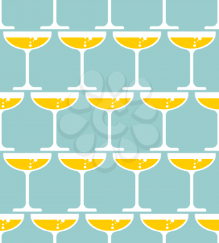 Glass of champagne seamless pattern. Alcohol in glass background. Wine ornament. Cocktail texture
