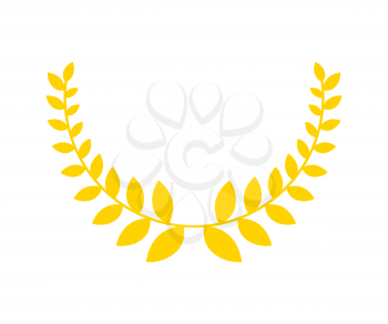 Olive branch is golden wreath. Symbol of victory. Accessory for winner
