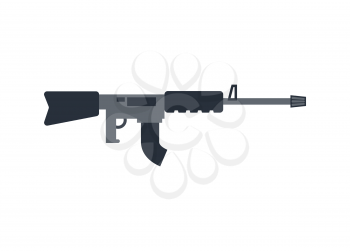 Machine gun isolated. Military rifle on white background. Weapons
