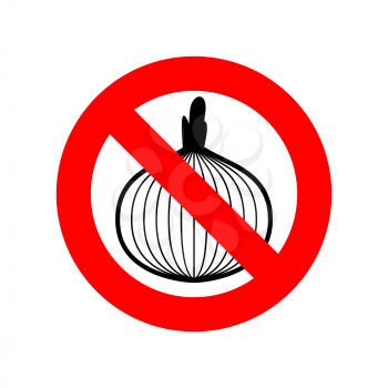 Stop onion. acute smell is forbidden. Red prohibitory sign
