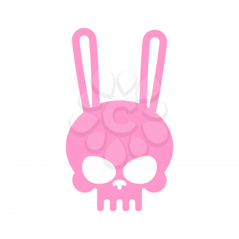 Rabbit skull isolated. Pink hare skeleton head