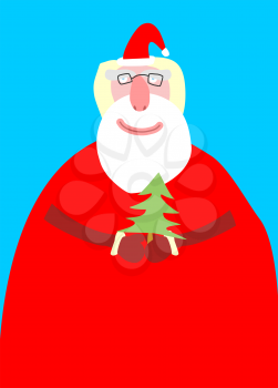 Santa Claus isolated. Merry Christmas grandfather. Xmas and New Year illustration
