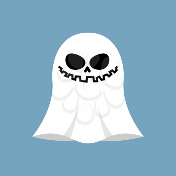ghost isolated. White spook on blue background. Halloween object
