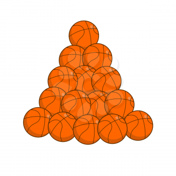 Pile basketball isolated. Lot of balls for games
