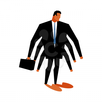 Office plankton isolated. Marine animals in business suit. Manager with suitcase. pin-striped masses