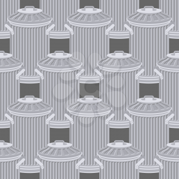 Trash can seamless pattern. Wheelie bin background. Dumpster iron ornament. 
