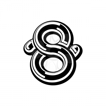 Number 8 Celtic font. norse medieval ornament ABC sign eight . Traditional ancient manuscripts alphabet
