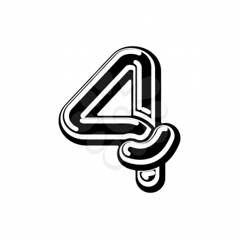Number 4 Celtic font. norse medieval ornament ABC sign four. Traditional ancient manuscripts alphabet
