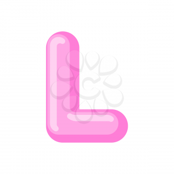 Letter L candy font. Caramel alphabet. lollipop lettering. Sweet ABC sign
