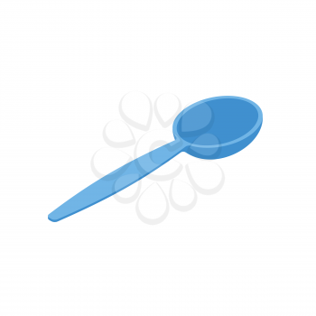 Blue Spoon isolated isometry. Cutlery on white background
