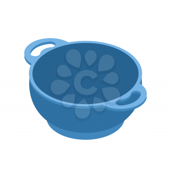 Blue empty bowls for food is isolated isometry. Cooking utensils