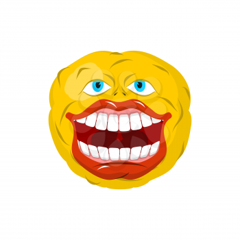 Smiling emoticon. Crazy Emoji. happy is an emotion. Yellow ball head