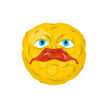 Sad emoticon. Crazy Emoji. Sorrowful emotion. Yellow ball head