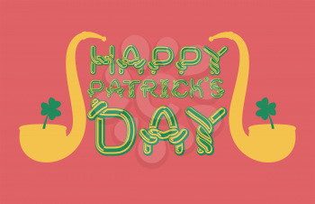 Happy Patrick's Day lettering emblem. Celtic font letters. National Holiday in Ireland. Traditional Irish Festival