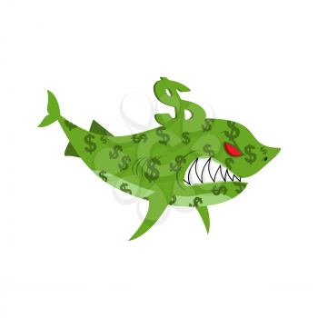 Business shark. Sea predator color dollars. finance animal concept
